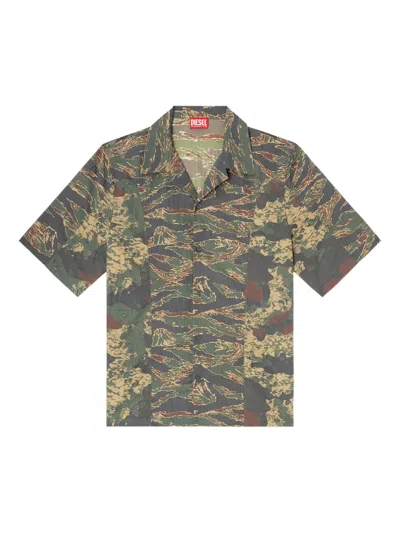 Diesel S-brack-epbw Camouflage-print Short-sleeve Shirt In Multi