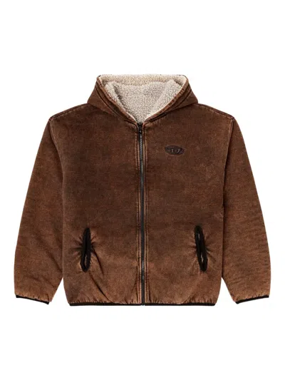 Diesel S-bryan Embroidered-logo Reversible Jacket In Brown