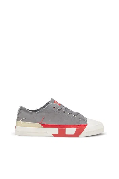 Diesel S-d-verse-dirty-effect Canvas Sneakers In Grey