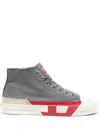 Diesel Dirty-effect High-top Canvas Sneakers In Grau