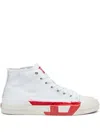 Diesel Dirty-effect High-top Canvas Sneakers In White