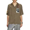Diesel ® S-daxhe Appliqué Satin Camp Shirt In Leaf Green