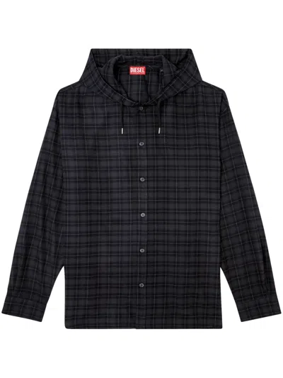 Diesel S-dewny-hood-b Shirt Jacket In Black