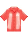 Diesel Faded Bowling Shirt With Logo Prints In Red