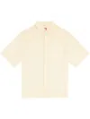 Diesel Linen Short Sleeve Shirt With Patch Pocket In Neutral