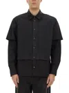 Diesel Twill Cotton Layered Shirt With Long Sleeves In Black