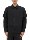Diesel Twill Cotton Layered Shirt With Long Sleeves In Black