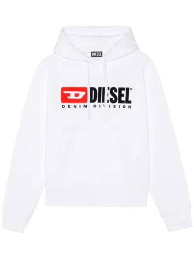 Diesel Logo-patch Cotton-blend Hoodie In White