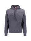Diesel Hooded Sweatshirt With Brushed Texture And Bold Logo In Blue