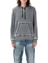 Diesel Hooded Sweater With Kangaroo Pocket And Ribbed Finish In Grey