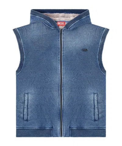 Diesel S-hakel Logo-detail Zip-up Hoodie In Blue