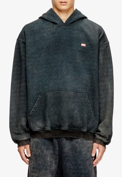 Diesel S-kai Vintage Effect Hooded Sweatshirt In Blue