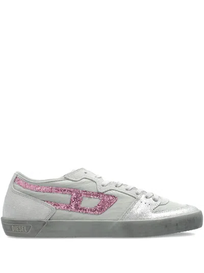 Diesel S-leroji Glitter-stripe Sneakers In Gray