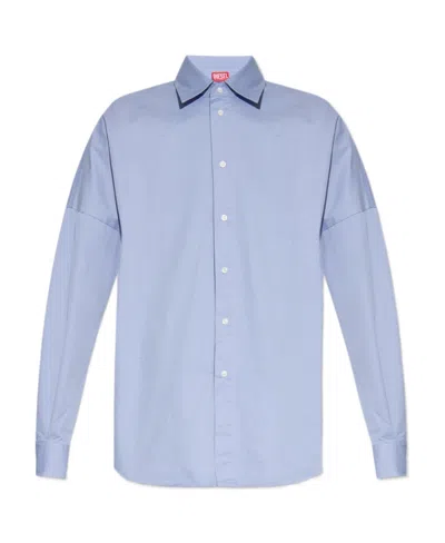 Diesel S-limo Logo-embroidered Shirt In Blue