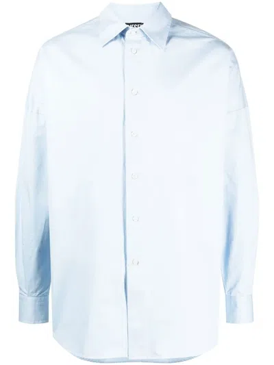 Diesel Logo-embroidered Shirt In Blue