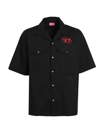 Diesel S-mac-22-b Man Shirt Black Size 42 Cotton