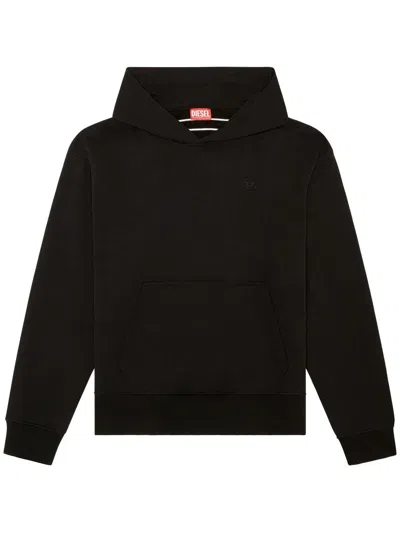 Diesel Embroidered-logo Cotton Hoodie In Black