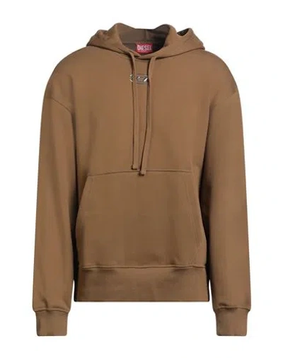 Diesel S-macs-hood-od Man Sweatshirt Military Green Size L Cotton