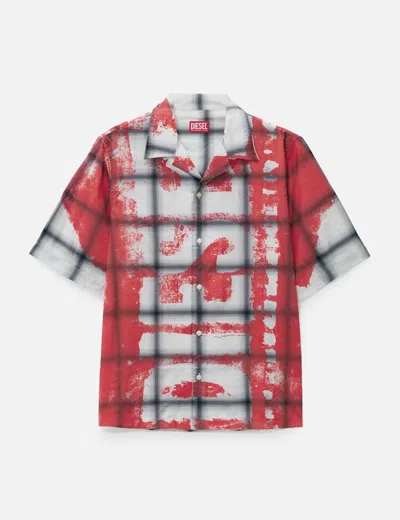 DIESEL S-NABIL CHECK BOWLING SHIRT WITH FADING LOGO