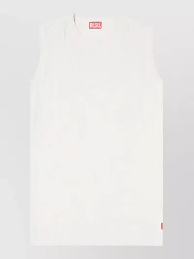 Diesel S Norm V10 Sleeveless Ribbed Hem Top In White