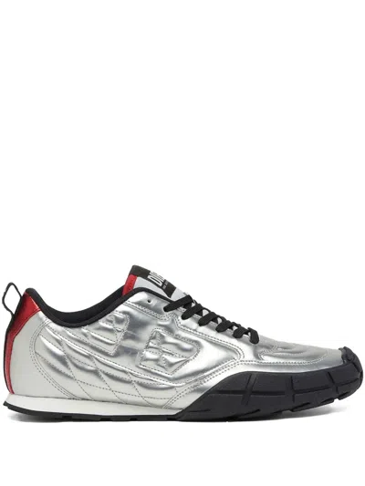 Diesel S-pagodha-quilted Metallic Sneakers In Silver