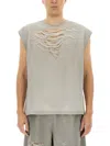 Diesel Crew Neck Distressed Sleeveless Vest