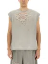Diesel Crew Neck Distressed Sleeveless Vest