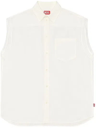 Diesel S-simens Sleeveless Shirt In White