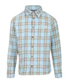 Diesel S-simply-ajfi Embroidered Checked Shirt In Blue