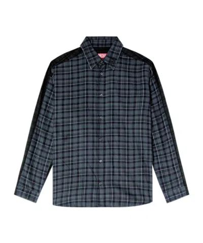 Diesel S-simply-check Shirt In Black