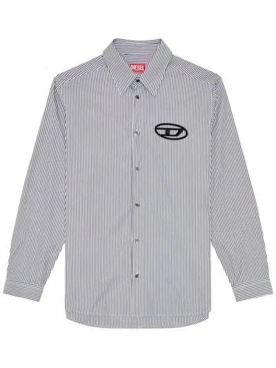 Diesel S-simply-e Striped Cotton Shirt In Black