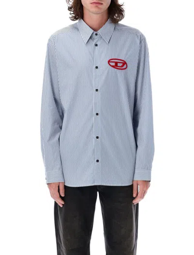 Diesel Pure Cotton Micro Stripes Shirt In 8ek