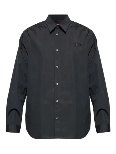 Diesel S-simply-gsbh Shirt With Logo Embroidery In Black