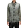 Diesel Mens 02 S-simply-lkct Denim-print Woven Shirt In Gray