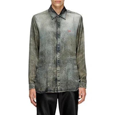 DIESEL DIESEL® S-SIMPLY-LKCT DENIM PRINT BUTTON-UP SHIRT