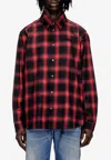 Diesel Button-up Shirt With Bold Checkered Pattern In Red