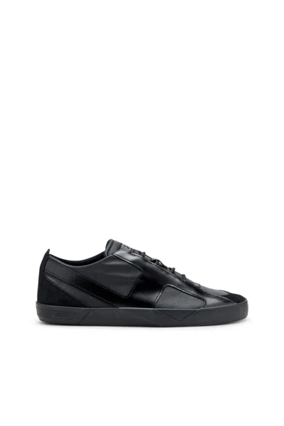 Diesel S-slante-d-sneakers In Suede And Leather With D Logo In Black