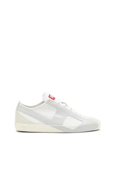 Diesel S-slante-d-sneakers In Suede And Leather With D Logo In White