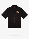 Diesel Bowling Shirt With Bleached Effect In Black