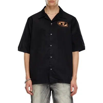Diesel Bowling Shirt With Bleached Effect In Multicolor