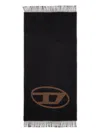 Diesel S-tevie Oval-logo Fringed Scarf In Black