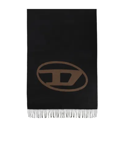 Diesel S-tevie Oval-logo Fringed Scarf In Multi
