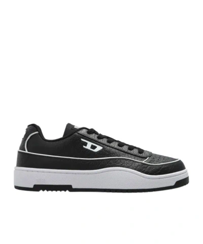Diesel S-tracker-d-sneakers In Textured Leather In Black