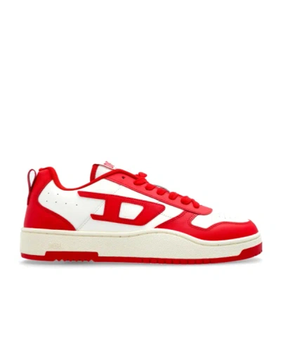 Diesel S-ukiyo Logo-detail Leather Sneakers In Red
