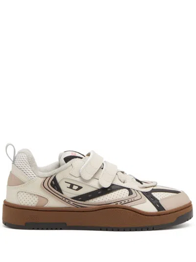 Diesel S-ukiyo Panelled Leather Sneakers In Neutrals