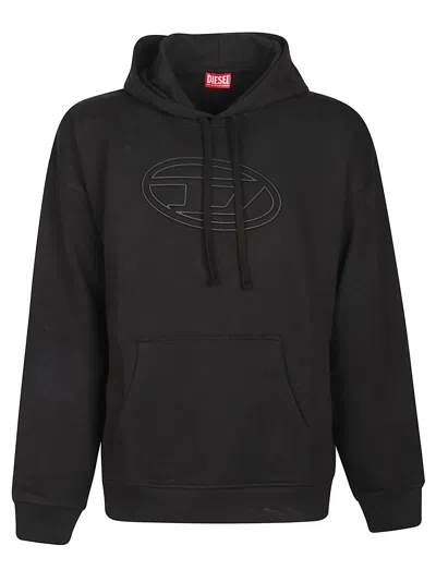 Diesel S-ummer Bigoval Biologic Cotton Sweatshirt With Frontal Oval-d Logo In Black