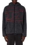 Diesel S-zat Teddy Fleece Hooded Sweatshirt In Black