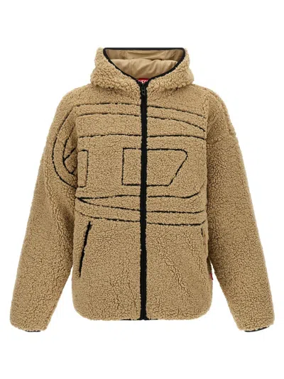 Diesel S-zat Teddy Zip Hoodie In Brown