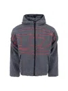 Diesel Textured Fleece Jacket With Bold Graphic Embroidery In Gray