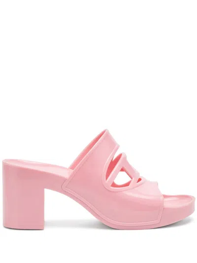 Diesel Sa-bonnie-heeled Rubber Slides With Cut-out Logo In Pink